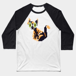 Pixel Art Cat Baseball T-Shirt
